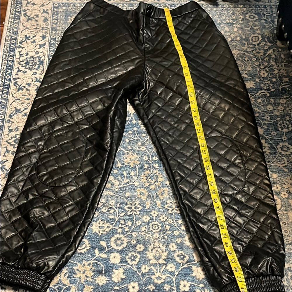 Fashion Nova Peyton Quilted Jogger Black Faux Leather High Waisted Pants Modern - Picture 14 of 16